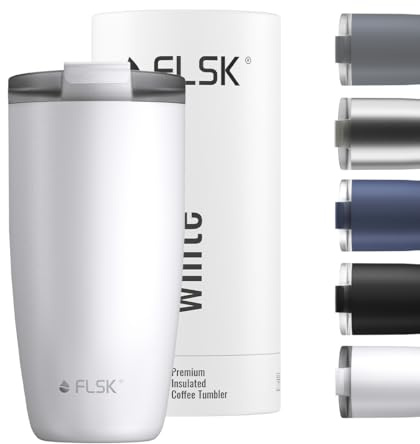 FLSK Tumbler – Premium coffee to go-Becher aus Edelstahl – 100 % auslaufsicher, BPA-frei & doppelwandig – hält 3 h heiß (white, 500 ml)