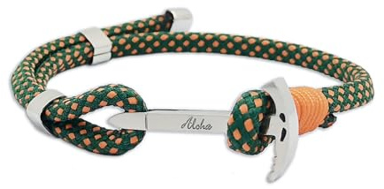 Aloha® Pulsera Picozza Escalada Montaña Idea de regalo Hombre Mujer Ajustable Acero Plata, Talla Única, Acero inoxidable, Sin gema