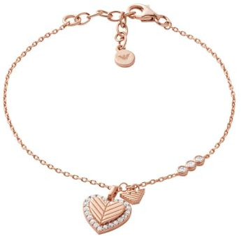 Emporio Armani Bracciale donna in argento con chiusura a moschettone o a cursore, Rosa pesca