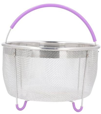Inserto per Cestello per Cottura a Vapore per Pentola a Pressione, Filtro a Rete in Acciaio Inossidabile per Pentola da 6 QT, Strumento di Cottura Versatile con Maniglia per