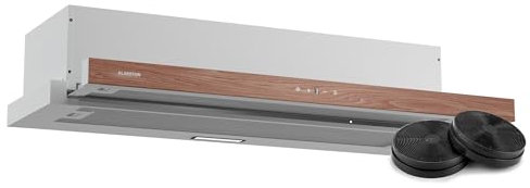 Klarstein ZenFusion - Cappa Aspirante da Incasso, 90cm, Cappa da Cucina con Controllo Touch, 400 m³/ora, Efficienza Energetica A, Silenziosa, LED, Filtro Antigrasso & a Carbone, Design Finto Legno