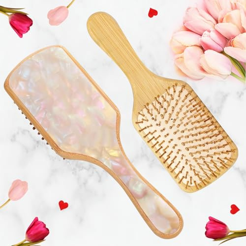 Cepillo de pelo para mujer,peine SleekBun, palo para cabello suelto para todo tipo de cabello,cepillo eléctrico estático de madera natural de bambú