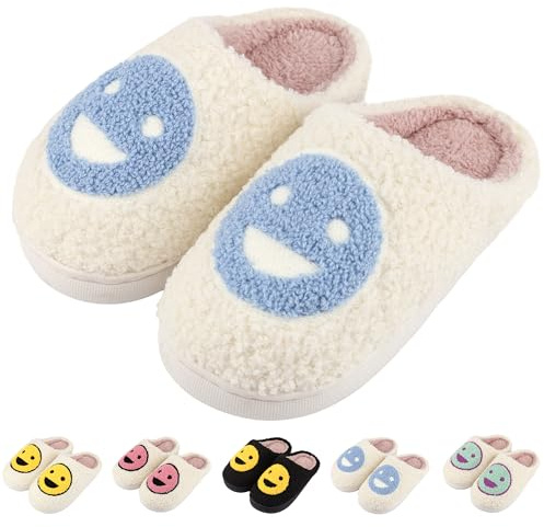 QZCEO Boys Girls Slippers Kids Warm Plush House Slippers Children Winter Soft Comfortable Fluffy Indoor Outdoor Shoes Light Blue 3/3.5UK