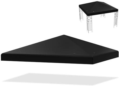 HOMASIS Auvent de Rechange pour pavillon, Couverture avec Trous de Drainage et Fermetures Velcro, tonnelle imperméable en Polyester en Fer, 3 x 3 m, Tente de fête, Mariage (Noir)