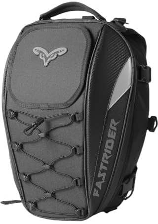 Yiijode Borsa da sella moto 37 l, multifunzione, bagaglio riflettente estensibile, zaino impermeabile per casco (grigio)