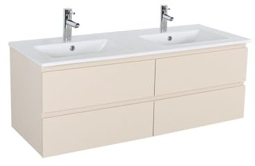 MOB-IN Sorrento - Mobile doppio lavabo sospeso con piano lavabo in ceramica, 120 cm