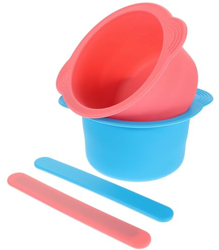 HAMPPLIES Ensemble De 2 Set de Bols Silicone Résistants Chaleur pour Cire Bol de Fusion Antiadhésif avec Spatule pour Épilation et Préparation de Masques Faciaux Capacité Bleu