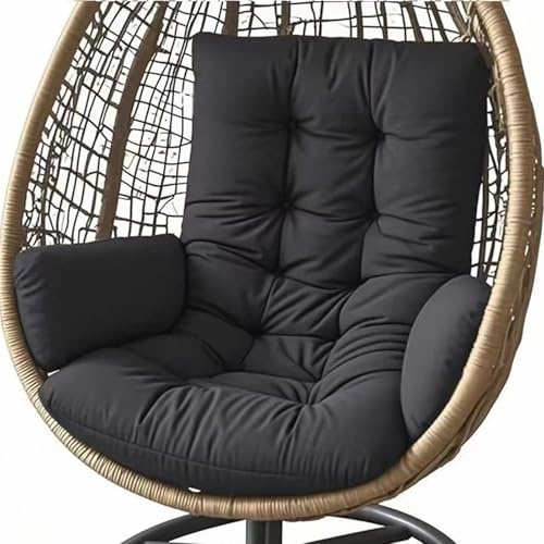 Générique Coussin pour Fauteuil Suspendu, Coussin De Jardin, Coussin pour Fauteuil à Bascule, Coussin D'assise D'intérieur, pour Balancelle Suspendue, D'extérieur Lavable, épais,Noir