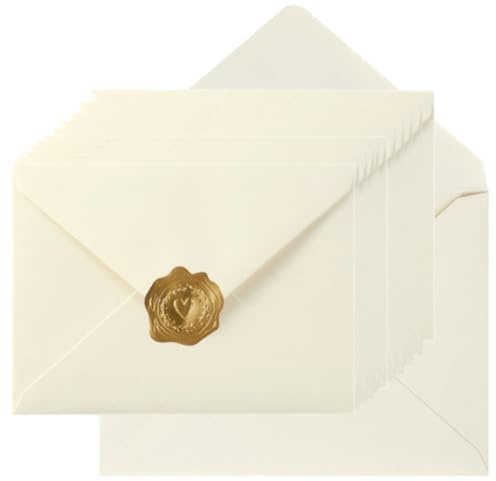 Bröllopskuvert, tomma papperskuvert bröllop inbjudningskort användning | 100 stycken A7-kuvert 12 x 18 cm, 13 x 18 cm med guldklistermärken för gratulationskort, födelsedag, bröllop, inbjudan