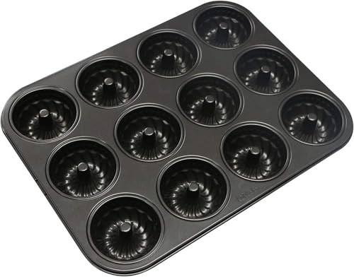 Webake Mini Fluted Tube Cake Pan, Non-Stick 2.8 Inch Cake Baking Pan, Heavy Gauge Carbon Steel (12-Cavity)