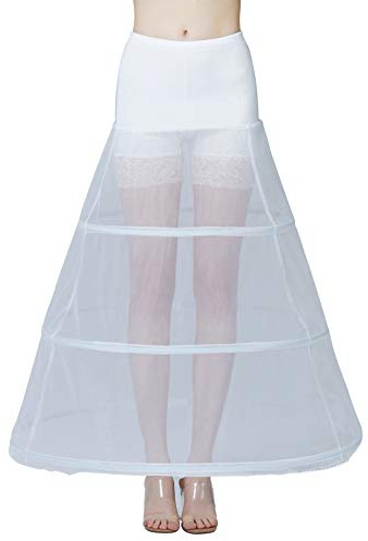 BEAUTELICATE Women's Petticoat Crinoline Underskirt Long A-line Vintage for Wedding Bridal Evening Dress Cosplay Costume(White - 3 Hoops, 12-14)