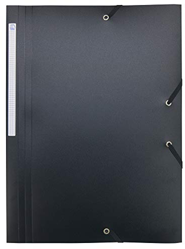 Waytex Chemise à Elastiques 3 Rabats Polypro 4,5/10e Souple et Opaque A4 – Noir