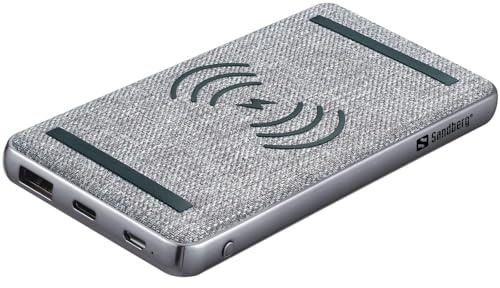 Sandberg Powerbank 1 000 PD 20 w + trådlös | Qi-kompatibel | snabbladdning med PD 20 W | 10 000 mAh | 15 W trådlös powerbank | dubbel laddning | reservbatteri med USB C, USB A | bärbar mobilladdare