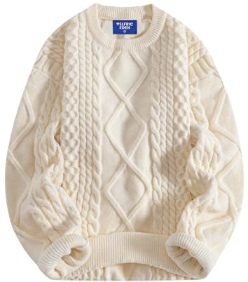 Aelfric Eden Oversized Knit Sweater Solid Vintage Pullover Sweater Unisex Woven Crewneck Knitted Tops Khaki