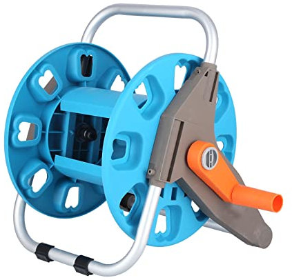 Carrete para Manguera de Jardín, Soporte Portátil para Manguera de Agua, Capacidad para Manguera de 30 M de 17 Mm, Soporte para Manguera Exterior con Mangas de Goma para Patios