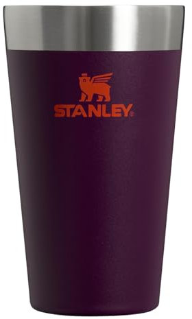 Stanley Adventure Stacking Beer Pint Glass 16oz | Stackable Drinking Cup for Cold Beverages | Dishwasher Safe | Insulated Stainless Steel Tumbler | BPA-Free | Plum