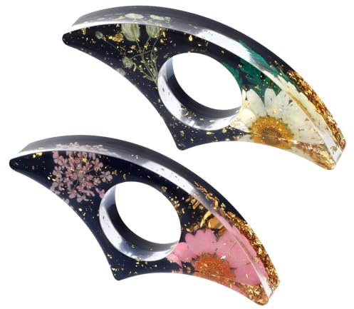 TIESOME Lot de 2 supports de livre à fleurs séchées faites à la main en résine - Accessoires de lecture - Marque-page floral pour enseignants et amateurs de livres (C)