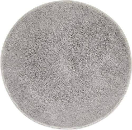 andiamo Badematte rutschfest Florida - Badezimmerteppich weich und flauschig - Badteppich rutschfest waschbar Duschvorleger Badvorleger für Badezimmer 60 cm rund grau