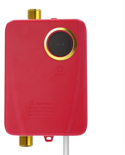 3500W Elektrischer Warmwasserbereiter,Instant Durchlauferhitzer Dusche Einstellbare Temperatur 68-122F° mit LED-Anzeige,Wandmontiert Durchlauferhitzer für Küche, Toilette und Waschraum (Rot)