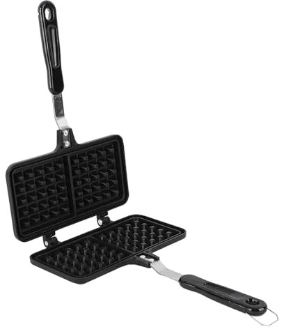 Stovetop Waffle Iron Double Waffle Pan Aluminum Alloy Waffle Maker Even Heating Waffle Baking Pan Portable Stovetop Pie Maker Waffle Pan for Homemade Breakfast Delicacies
