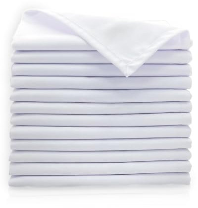Sweet Needle White Cloth Napkins Set, High absorbency for spills, washable, resistant to wrinkles, reusable. Use for everyday dining, special occasion and events (Pack of 12)
