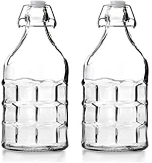 IBILI - Bouteille, 1 L, Verre, Réutilisable, Modèle Aléatoire, Clair (Lot de 2)