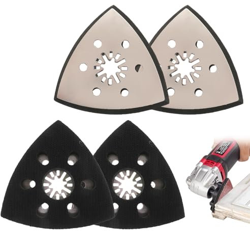 Triángulo placa de lijado, 4 unidades, 93 mm, placa de lijado fina, multiherramienta, plato de lijadora triangular, lijadora delta, accesorio para trabajo de precisión en madera, metal, lijado de
