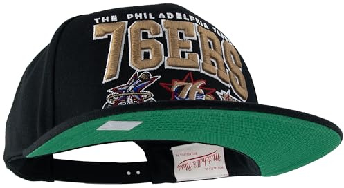 Mitchell & Ness NBA/HWC Champ Stack Casquette de Baseball Snapback - Philadelphia 76ERS, Noir, 100% Polyester, Ajustable, Homme, Femme, Enfant, Unisexe, Printemps, été, Automne, Hiver