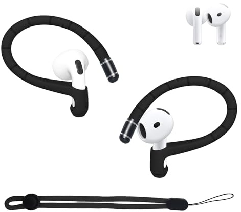 Öronkrokar i silikon, lämpliga för AirPods Pro 2 och Pro, halkfria sporttillbehör, bekväm passform (svart)