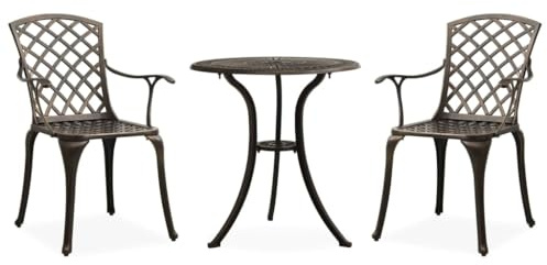Helloshop26 Ensemble de Bistro Jardin Meuble extérieur terrasse 3 pièces Aluminium coulé Bronze 02_0013504