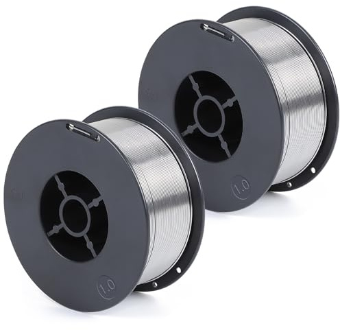 EFUTURETIME 2 x Hilo Soldar sin Gas E71T-GS de 1,0 mm – Alambre de Soldadura D100, Autoprotegido, para Equipos de Soldadura MIG/MAG (peso neto: 0,9 kg)