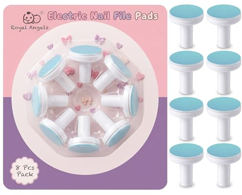 Royal Angels 8pk Lima Uñas Bebé Universal, Azul, 12M+ | Suave y seguro para bebés y niños, compatible con la mayoría de las limas de uñas eléctricas.