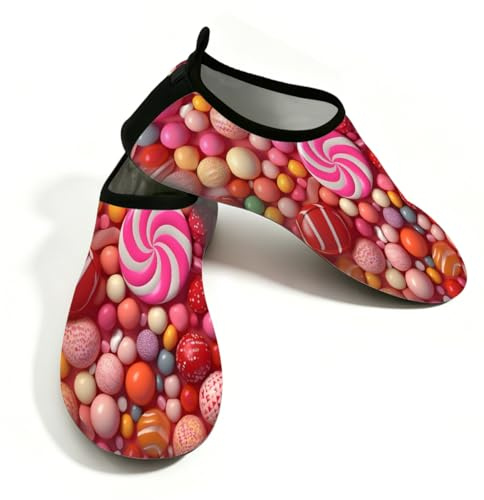 Mexpekil Strand-Wasserschuhe für Damen und Herren, rutschfeste Barfuß-Schwimmschuhe, schnell trocknend, Aqua-Socken, atmungsaktive Wassersocken für Pool, Surfen, Pink Candy, 41/42 EU