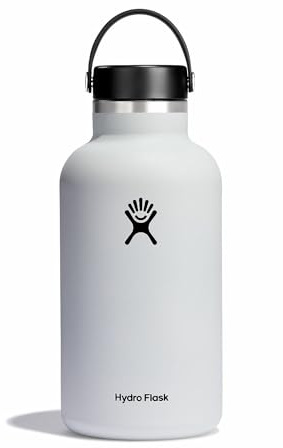 Hydro Flask - Wasserflasche 1893 ml (64 oz) - Vakuumisolierte Edelstahl-Wasserflasche mit auslaufsicherem Flex-Verschluss und Pulverbeschichtung - Weite Öffnung - White