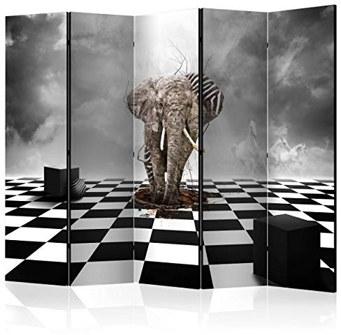 decomonkey Biombo Elefante Animales Abstracto 225x172 cm 5 Piezas