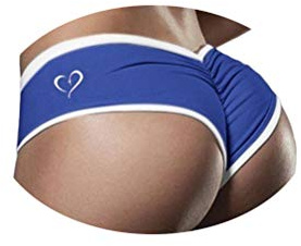 ORANDESIGNE Pantaloncini Sportivi Fitness Donna Shorts Anti-Cellutite Pantaloncini da Ginnastica Push Up Vita Alta Pantaloni Estivi per Fitness Gym Allenamento Yoga C Blu XL