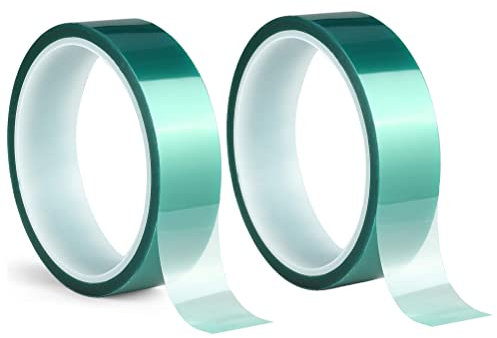 ACIT 2 rotoli di nastro alta temperatura, adesivo in poliestere, nastro in PET con adesivo in silicone, ideale per pittura termica, anodizzazione, stampanti 3D (66m x 50mm)