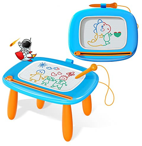 Kikidex Magnetic Drawing Board, Toddler Girl Toys for 1-2 Year Old, Doodle Board Pad Learning and Educational Toys for 1 2 3 Year Old Baby Kids Birthday Gift (Blue)