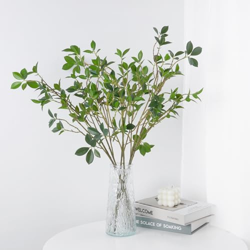 VaryFloral 6 Pezzi Rami Artificiali Ficus Piantine Finte Verdi Rami Decorativi con Foglie di Eucalipto Pianta Artificiale da Interno Pianta Ficus Artificiale per Casa Feste Decorazioni per Matrimoni