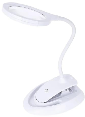 ZTBH Microscope Accessories Kit 15 LED Rechargeable Magnifying Glass 10X 5X Desktop Clamp Magnifier Lamp White 110mm Large Reading Loupe Table Repair Loupe Microscope Slides