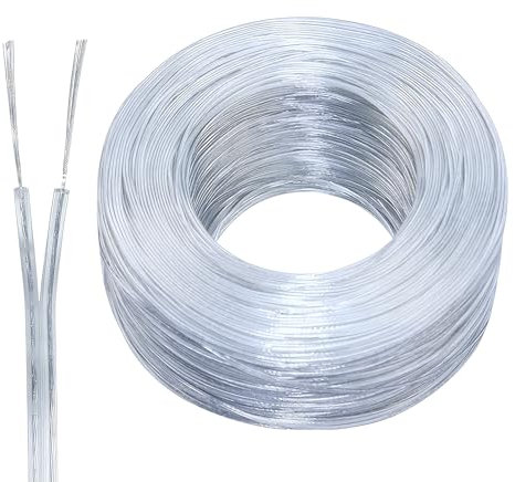 10 Meter 28AWG Electrical Wire Clear 2 Core Flat Wire PVC Mains Power Cable Flexible Outer Diameter 1.6*3.2mm Wear-Resistant Oxidation Resistane for Installing Low-Power Household Appliances LED Lamps