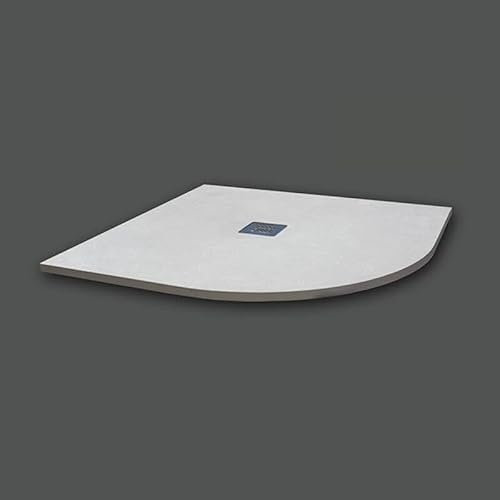 Plato de ducha semicircular Vulcano Line Slim blanco de resina sintética y polvo de mármol, 80 x 80 cm, con desagüe de regalo