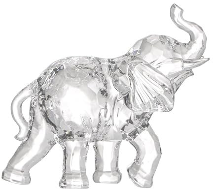 Ideen mit Herz Figura decorativa de elefante de cristal, figura coleccionable, facetada, transparente, 7 cm x 6,6 cm x 2,7 cm