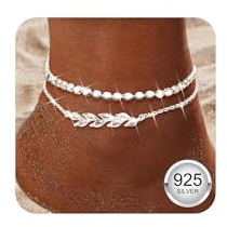 YADOCA Fußkettchen für Damen, 925 Sterling Silber Damen Fußkettchen Verstellbare mehrlagige wasserdichte Silber Fussketten für Frauen Mädchen, CZ