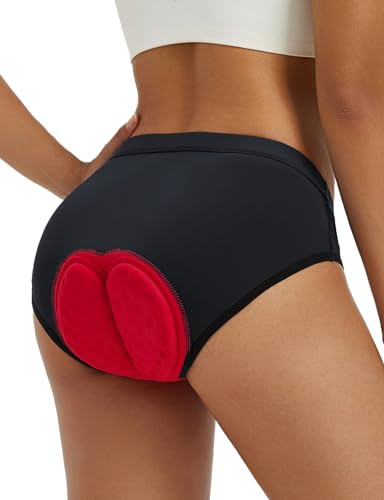 Baleaf Sous-vêtement de cyclisme pour femme avec rembourrage, sous-vêtements de vélo respirant avec coussin de siège 4D épais, Noir , M