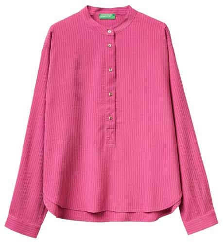 United Colors of Benetton Blusa 5X0VDQ0DD Camicia, Rosa, M Donna