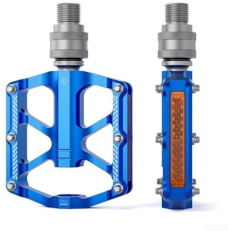 Pédales de vélo pliantes avec roulement à dégagement rapide 3, pour pédale Brompton avec axe chromé, accessoires de vélo portables (bleu)