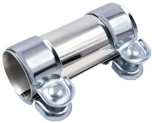 Avgassystem 45 mm, rostfritt stålrörkoppling, dubbelklämma, för avgassystem reparation och nödfall, enkel montering utan ansträngning