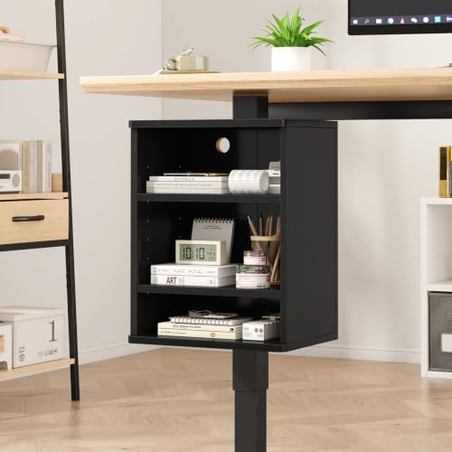 IBUYKE Meuble de Rangement à Placer sous Le Bureau, Meuble réglable s'adaptant aux Pieds des Bureaux Debout, étagère à Fixation par Serrage pour Bureau et Salle de Jeux TMZ012B