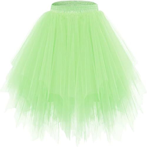 Generisch Mädchen Tütü Kinder Grün Asymmetrischer Tüllrock Tutu Rock Elastische Taille Ballett Tanzrock Tanz Performance Tutu für Party Kostüm Alltag 1-11 Jahre Karnevalskostüm Festivalkleidung
